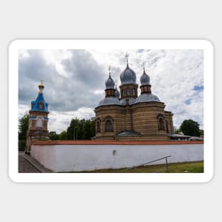 Orthodox Church against cloudy sky Sticker